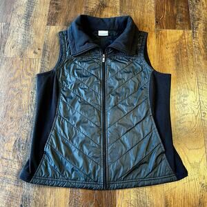 Columbia Vest Womens Large Black Mix It Around Quilted Fleece Full Zip Outdoors
